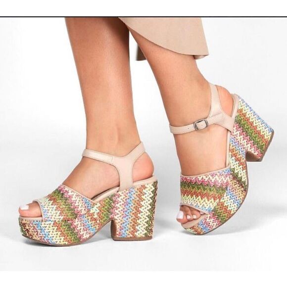 Skechers Y2K Multicolored Woven Heaters Strawberry Fields Platform Sandal - Picture 1 of 9